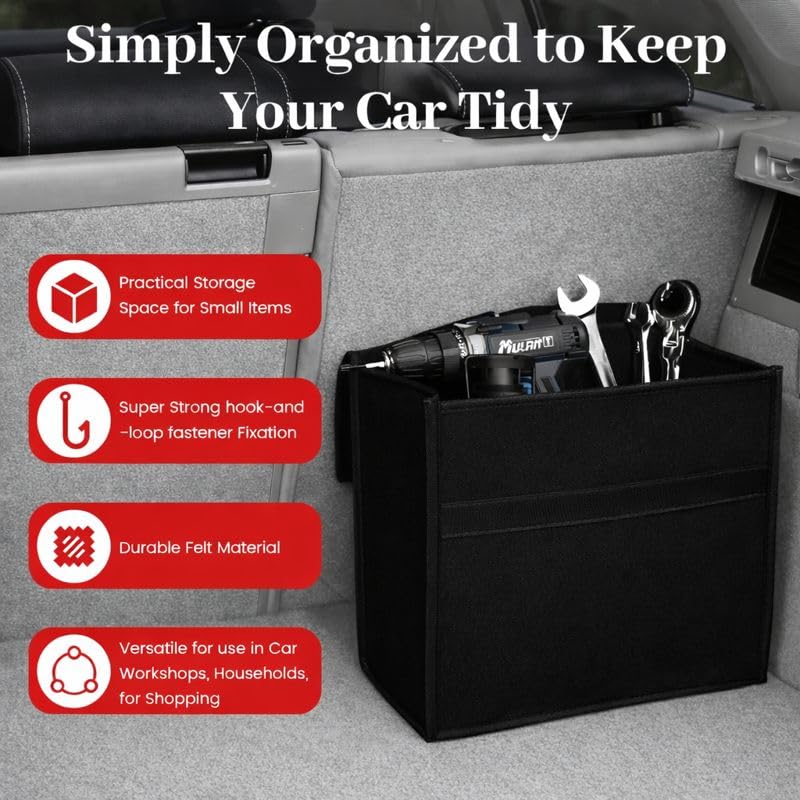 GREENSHEEP Trunk Organizer Heavy-Duty, Non-Slip with Lid Felt Storage Expandable Easy to Clean AntiSlip Utility Tool Sturdy Foldable Boot Bag for Cars, Trucks & SUVs (1 Pc, Black, Medium) - Image 3
