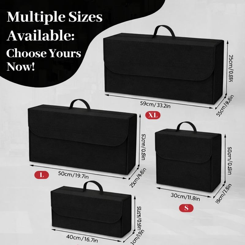 GREENSHEEP Trunk Organizer Heavy-Duty, Non-Slip with Lid Felt Storage Expandable Easy to Clean AntiSlip Utility Tool Sturdy Foldable Boot Bag for Cars, Trucks & SUVs (1 Pc, Black, Medium) - Image 5
