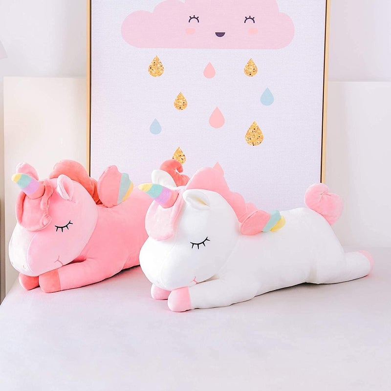 Mumoobear Mumoo Bear Unicorn Stuffed Animal Toys Cute Soft Unicorn Plush Hugging Pillow with Rainbow Wings Kawaii Toy for Kids Girls(White, 25cm) - Image 3