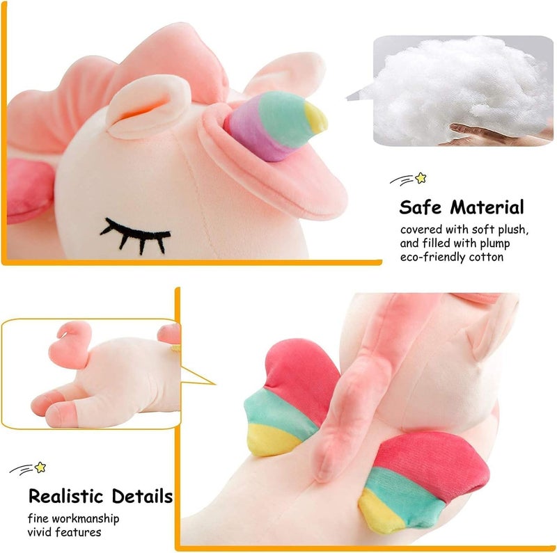 Mumoobear Mumoo Bear Unicorn Stuffed Animal Toys Cute Soft Unicorn Plush Hugging Pillow with Rainbow Wings Kawaii Toy for Kids Girls(White, 25cm) - Image 4