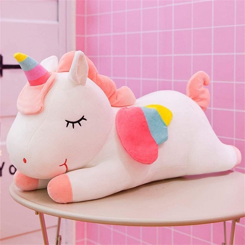 Mumoobear Mumoo Bear Unicorn Stuffed Animal Toys Cute Soft Unicorn Plush Hugging Pillow with Rainbow Wings Kawaii Toy for Kids Girls(White, 25cm) - Image 2