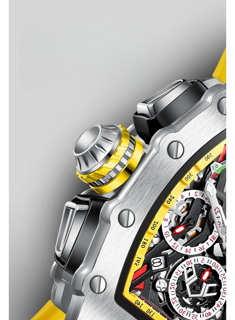 أونولا ساعة كوارتز رياضية أنيقة متعددة الوظائف للرجال، مقاومة للماء، بسوار سيليكون. - Image 2