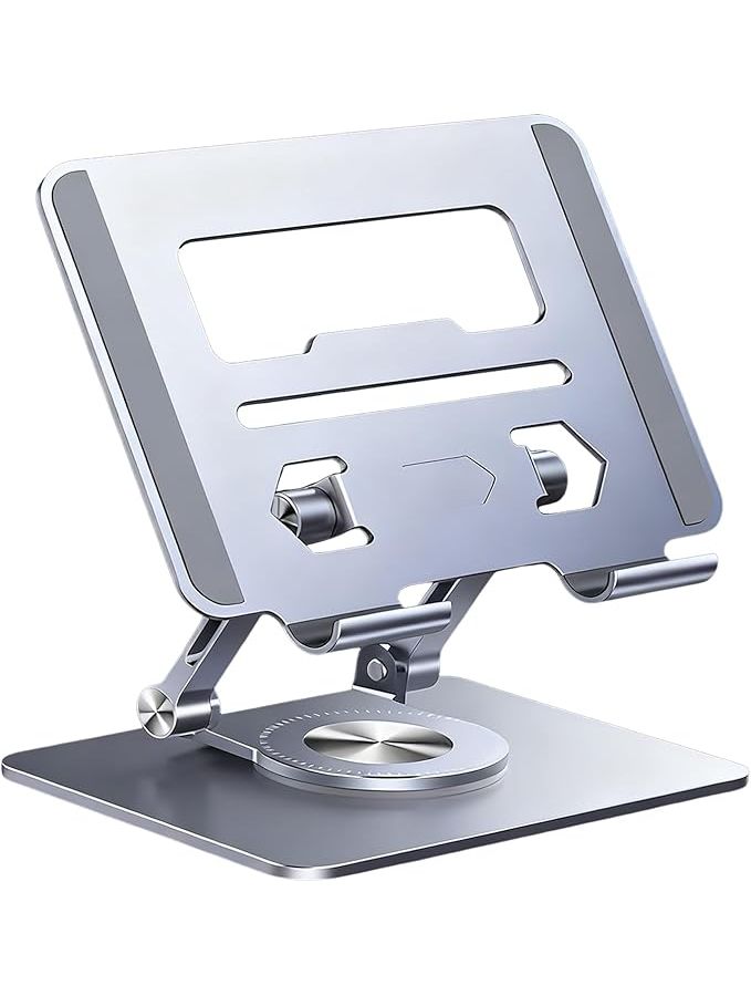 Silver Adjustable 360 Aluminum Laptop Stand Portable Desk Computer Holder - Image 1