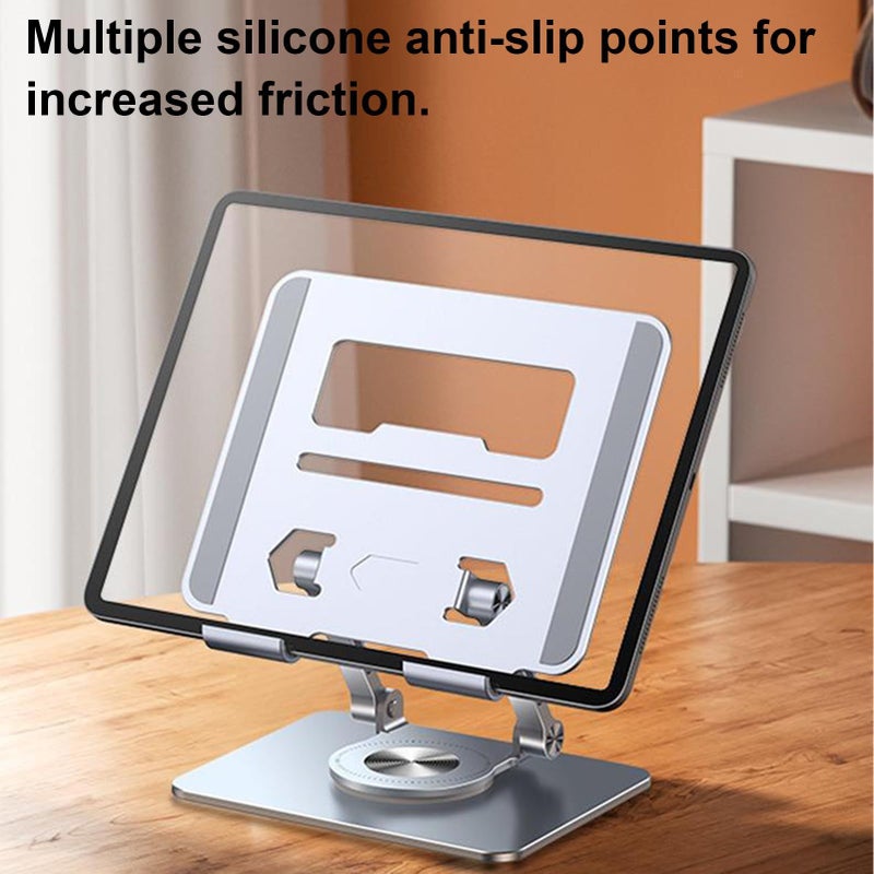 Silver Adjustable 360 Aluminum Laptop Stand Portable Desk Computer Holder - Image 4