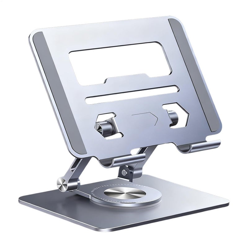 Silver Adjustable 360 Aluminum Laptop Stand Portable Desk Computer Holder - Image 2