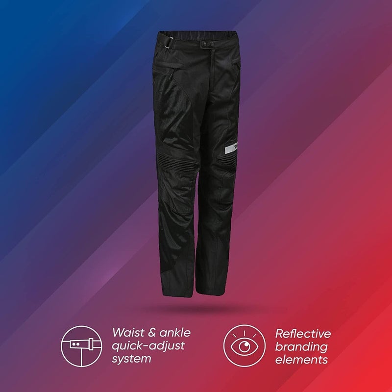 TVS Riding Pants for Men with CE Level-2 Knee Armor, High-Abrasion Resistance |Adjustable Comfort Fit Mesh for Ventilation|Day-Night Reflective Safety|Motorcycle Bike Accessories- (Black/Grey-L) - Image 2