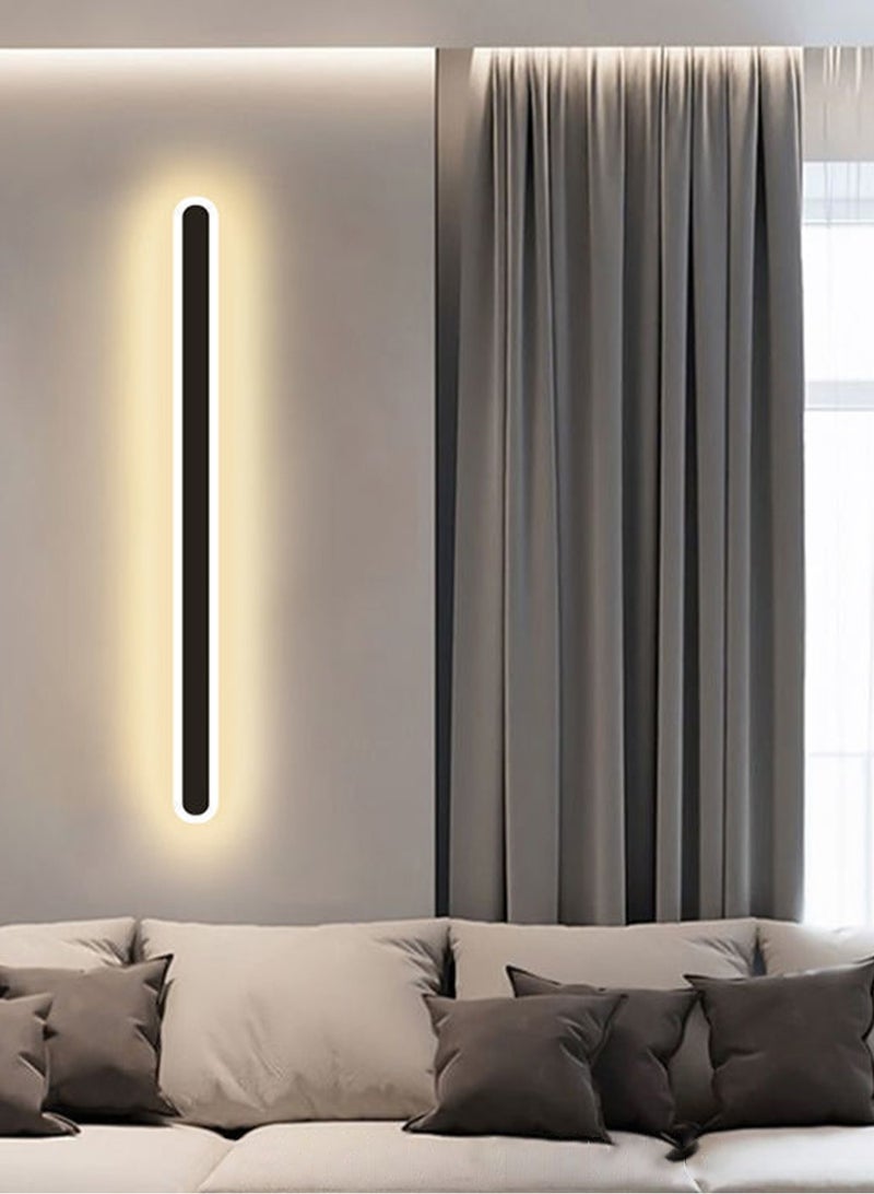 LOOPITYS (Color: black, warm light 3000K, size: 80x6CM) Modern long strip wall light, ambient light, indoor LED background light, living room sofa, staircase, bedside passage light - Image 1