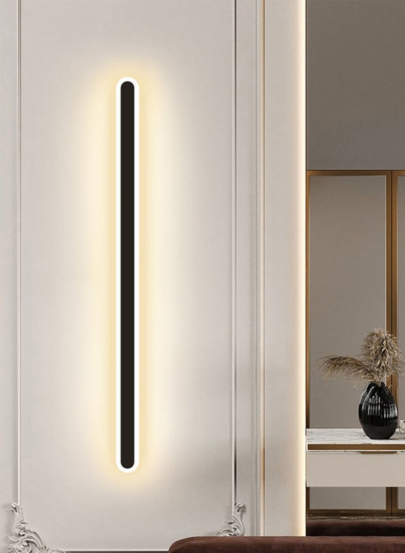 LOOPITYS (Color: black, warm light 3000K, size: 80x6CM) Modern long strip wall light, ambient light, indoor LED background light, living room sofa, staircase, bedside passage light - Image 2