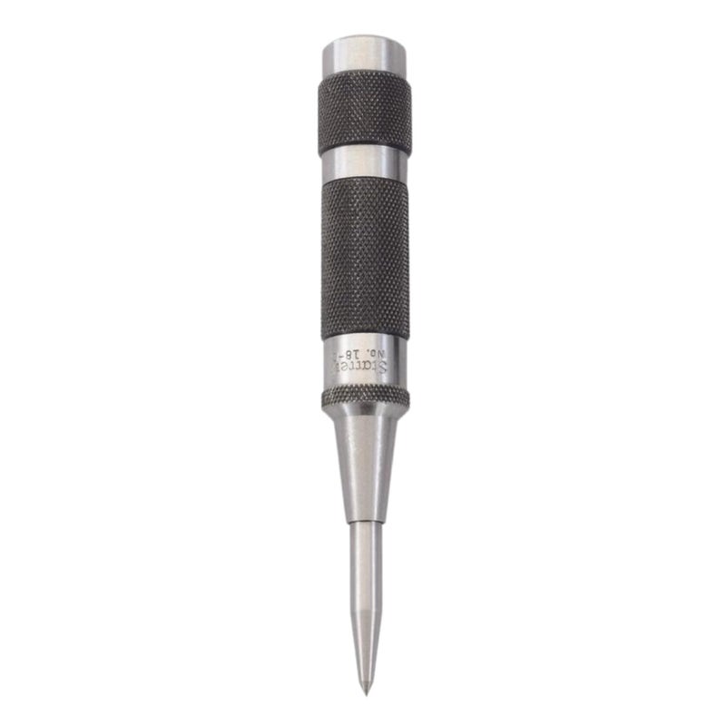 Starrett Steel Automatic Center Punch with Adjustable Stroke - 5-1/4" (130mm) Length, 11/16" (17mm) Punch Diameter, Lightweight, Knurled Steel Handle - 18C - Image 1