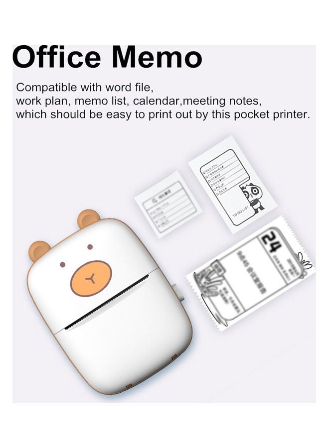NIBEMINENT Pocket Thermal Mini Printer White/Brown  - Image 4