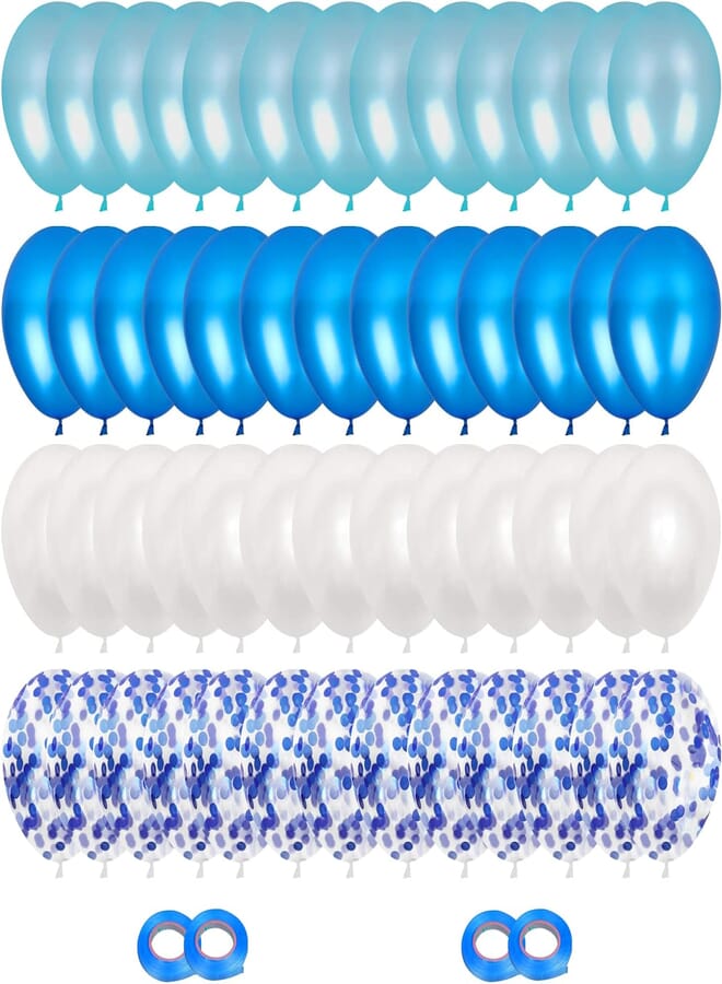 Camelize Birthday Balloons,64pcs Confetti Balloons sets, Latex Balloons for Birthday, Weddings, Baby Shower Party Decorations (12 inch Blue)