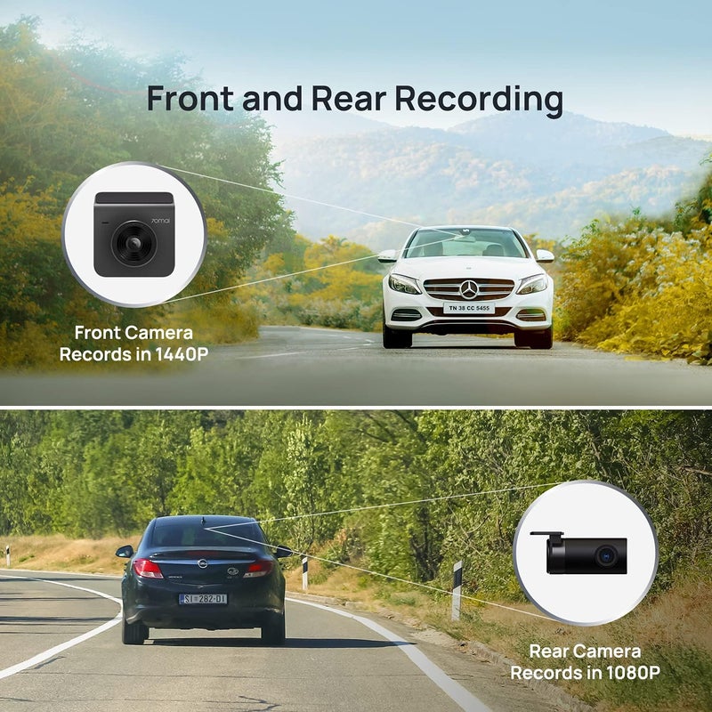 70mai Dash Cam A400 - Front and Rear 2K QHD with Built-in WiFi and Night Vision - Image 3