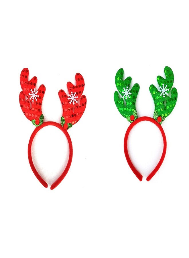 Infispace® Christmas Reindeer Antlers Headband with Bells & Xmas Fancy Dress Accessories for Kids (Mix (Pack of 2)) - Image 1