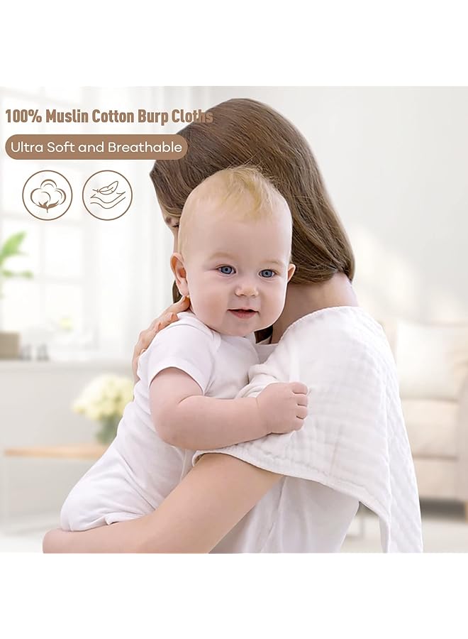 YOOFOSS Muslin Baby Washcloths 100% Cotton Face Towels 10 Pack Wash Cloths For Baby 12X12In Soft And Absorbent Baby Wipes (White) - Image 2
