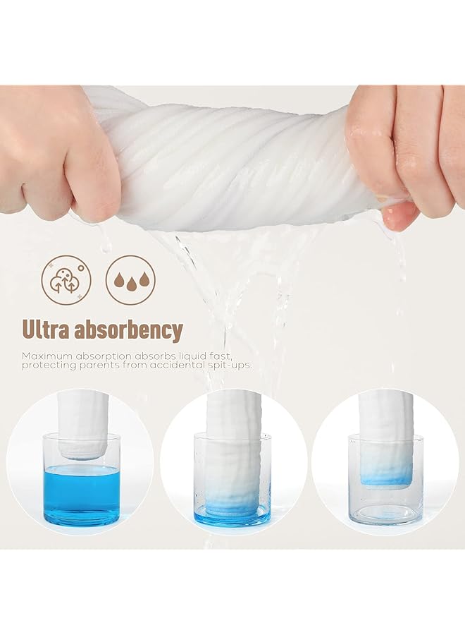 YOOFOSS Muslin Baby Washcloths 100% Cotton Face Towels 10 Pack Wash Cloths For Baby 12X12In Soft And Absorbent Baby Wipes (White) - Image 3