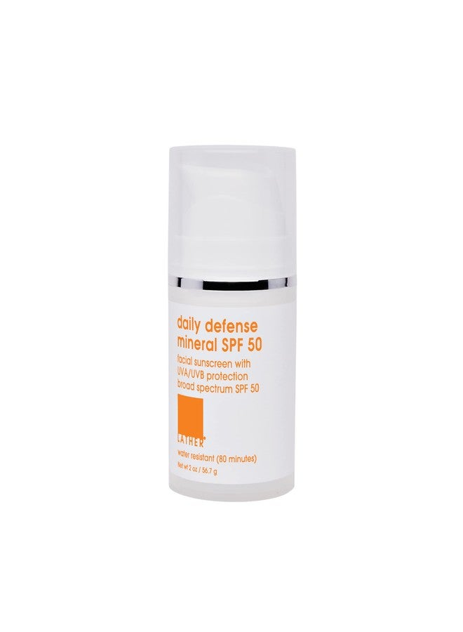 LATHER Daily Defense Mineral SPF 50 | Sunscreen For Face | Skincare For All Types | Travel Accessories | Beauty Products | Mineral Sunscreen | Tinted Sunscreen | Self Care Products | 2 Fl Oz - Image 1