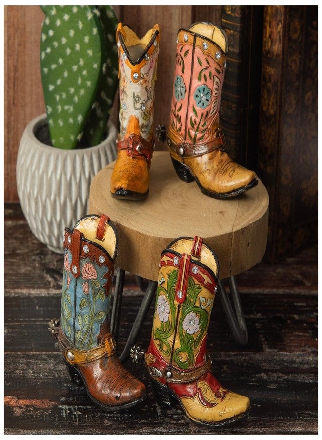 Hobby Lobby Western Cowgirl Boot Figurines, Country Chic Design, 4" H x 2.25" W x 4.25" D, Resin (Cowgirl Boots - 4 Count) - Image 2