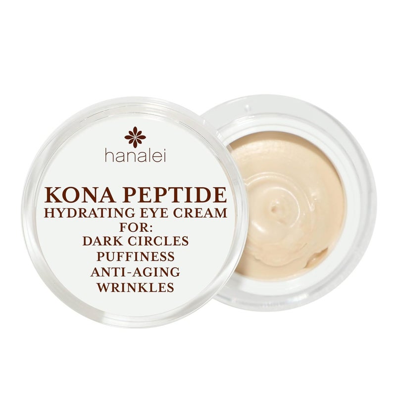Hanalei Kona Peptide Eye Cream with Caffeine  Reduces Wrinkles Puffiness Dark Circles Hydrating Smoothing Revitalizing Formula with Hawaiian Botanicals and Peptides  CrueltyFree Vegan 05 oz