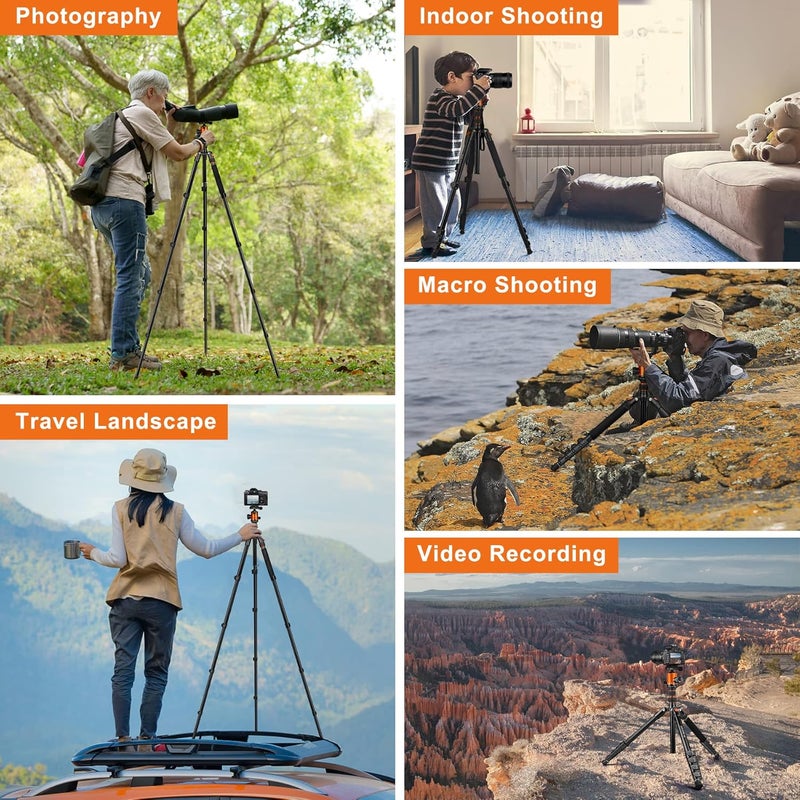 JOILCAN Tripod for Camera, 81" Aluminum Camera Tripod Stand, 83" DSLR Tripods & Monopods, Heavy Duty Travel Tripod for Binoculars Spotting Scope Telescope, Max Load 35lb - Image 5