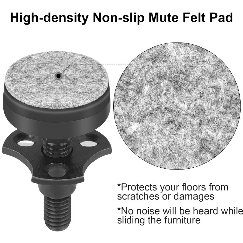 Sanchamy Heavy Duty Furniture Levelers 3/8''-16 Thread w/ T-Nut Kit Furniture Leveling Feet Adjustable Furniture Levelers for Tables,Cabinets,Chairs,Workbench,Sofa and More,Large Base Supports 1320LBs-4 Packs - Image 3