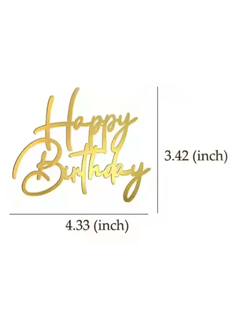 كعكة عيد ميلاد سعيدة توبر ذهبي أكريليك تزيين كعكة الحلوى توبر جانبي عيد ميلاد مستلزمات الأعياد والحفلات لحفلات عيد الميلاد - Image 3