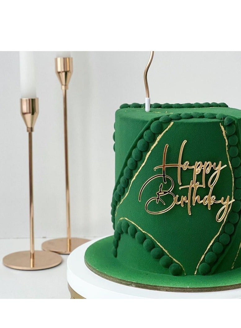 كعكة عيد ميلاد سعيدة توبر ذهبي أكريليك تزيين كعكة الحلوى توبر جانبي عيد ميلاد مستلزمات الأعياد والحفلات لحفلات عيد الميلاد - Image 1
