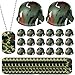 PullCrease 60 Pcs Army Party Favor Helmet Costume Includes Kid Plastic Camouflage Hats Military Dog Tags Chains - Image 2