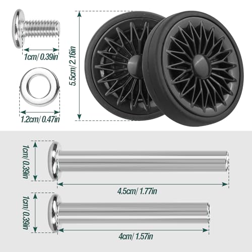 Ech.Apr EchApr Luggage Wheels Replacement OD 55mm 8 Pcs Suitcase Replacement DoubleRow Wheels Wear Resistant Rubber Repair Swivel Casters for Travel Black - Image 3