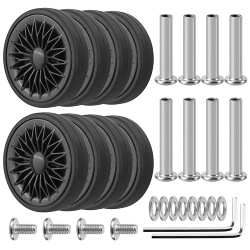 Ech.Apr EchApr Luggage Wheels Replacement OD 55mm 8 Pcs Suitcase Replacement DoubleRow Wheels Wear Resistant Rubber Repair Swivel Casters for Travel Black - Image 1