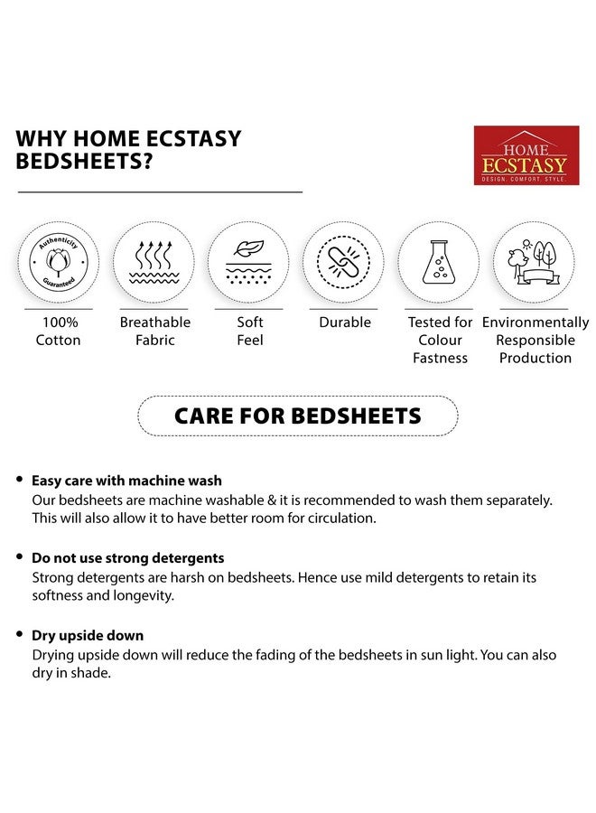 Home Ecstasy شراشف سرير كينج من هوم إكستاسي 100% قطن مع 2 غطاء وسادة - (الحجم 108 × 108 بوصة، 140 TC، اللون - أزرق) - Image 5