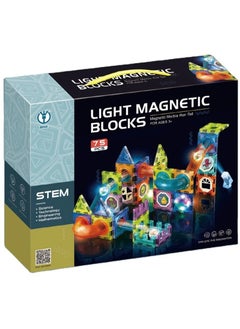 Dige 75 Pcs Glowing Magnetic Tiles for Kids, Lighting Marble Run sets, Magna Tiles, Building & Construction Toys.  - Image 1