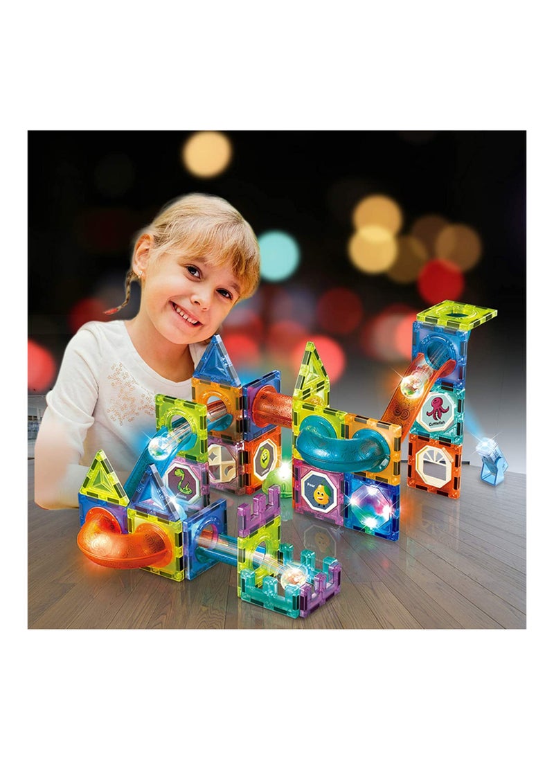 Dige - 75 Pcs Glowing Magnetic Tiles for Kids, Lighting Marble Run sets, Magna Tiles, Building & Construction Toys. - Image 1