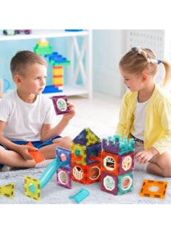 Dige 75 Pcs Glowing Magnetic Tiles for Kids, Lighting Marble Run sets, Magna Tiles, Building & Construction Toys.  - Image 2