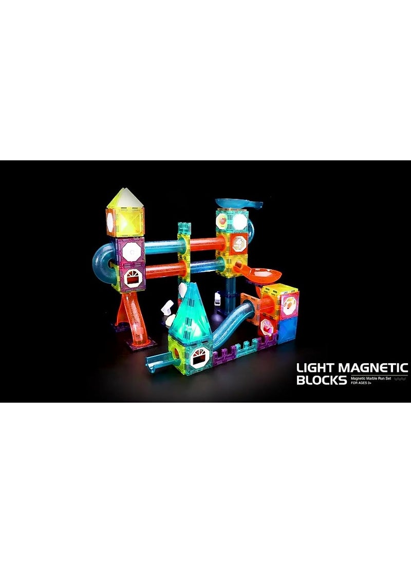 Dige - 75 Pcs Glowing Magnetic Tiles for Kids, Lighting Marble Run sets, Magna Tiles, Building & Construction Toys. - Image 1