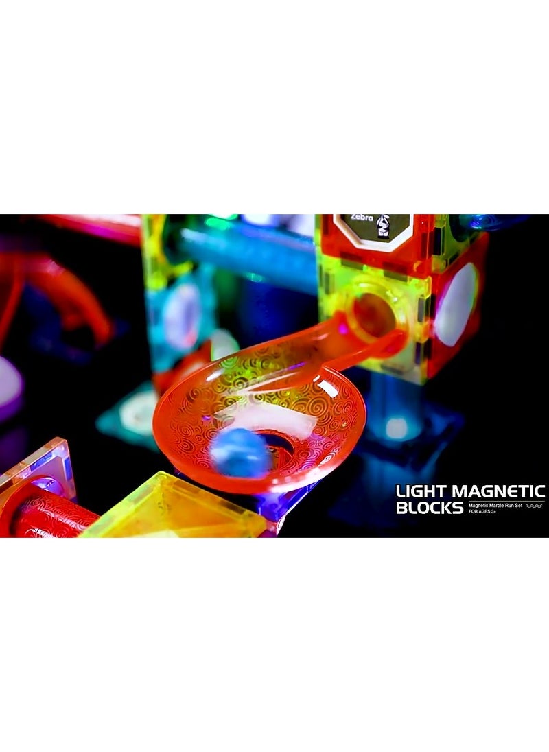Dige - 75 Pcs Glowing Magnetic Tiles for Kids, Lighting Marble Run sets, Magna Tiles, Building & Construction Toys. - Image 1