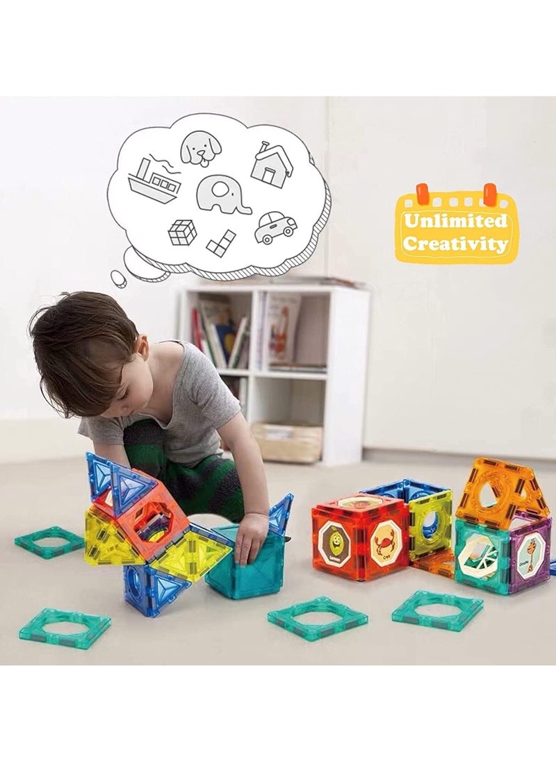 Dige - 75 Pcs Glowing Magnetic Tiles for Kids, Lighting Marble Run sets, Magna Tiles, Building & Construction Toys. - Image 1