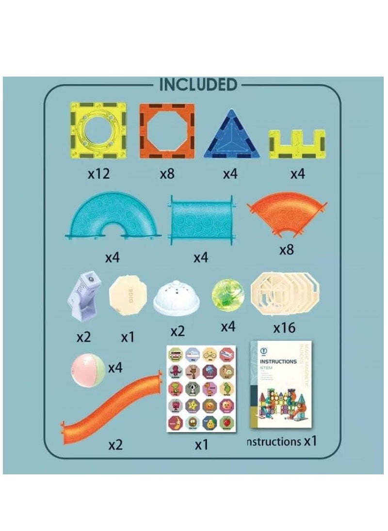 Dige - 75 Pcs Glowing Magnetic Tiles for Kids, Lighting Marble Run sets, Magna Tiles, Building & Construction Toys. - Image 1