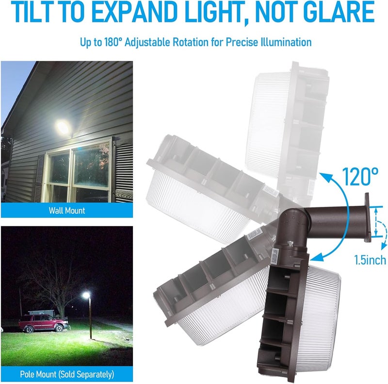 TORCHSTAR 3CCT LED Barn Light, Dusk to Dawn Area Lights with Photocell, Outdoor Security Flood Lighting, Update 40W/60W/80W Selectable, ETL Listed, IP65 Waterproof, Aluminum, 120-277V, Garage, Bronze - Image 3