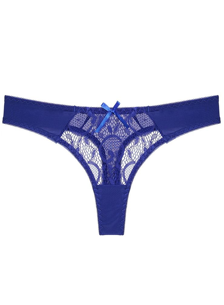 Solid Color Lady Panty Women's Lace Briefs Blue