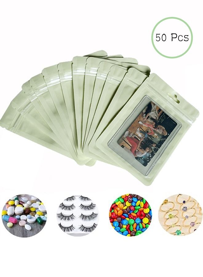 50-Piece Resealable Foil Pouch Bag Green 10.5x15cm - Image 1