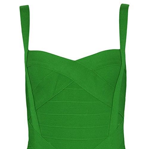 HLBandage Midi-Calf Solid Color Spaghetti Strap Rayon Bandage Dress (XL,Green) - Image 4