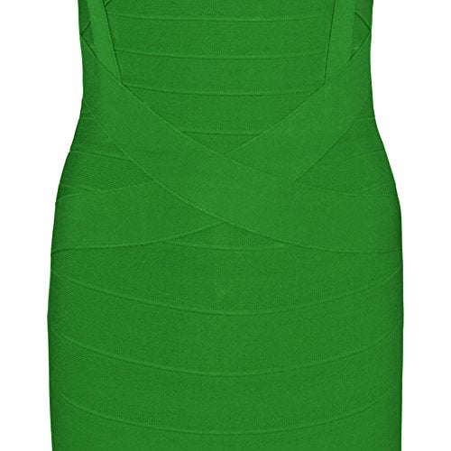 HLBandage Midi-Calf Solid Color Spaghetti Strap Rayon Bandage Dress (XL,Green) - Image 5