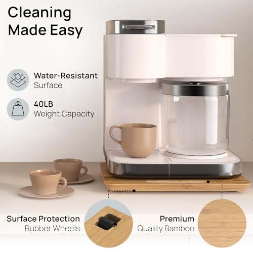 Ibyx Elegant Sliding Tray for Your Coffee Maker & Heavy Kitchen Appliances - Sturdy, Slides Easily from Under The Cabinet (Natural, 12”W x 16”D) - Image 4