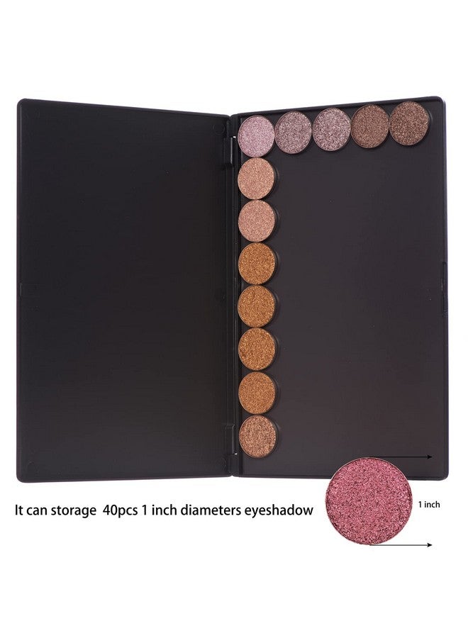 ألون لوحة ظلال عيون بلاستيكية فارغة كبيرة مع 15 قطعة من الملصقات المعدنية الفارغة لظلال العيون وأحمر الشفاه وأحمر الخدود والبودرة - Image 3