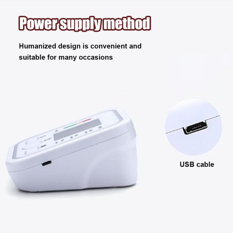 Blood Pressure Monitor: White Portable Upper Arm Device - Accurate Readings Clear LCD Display Memory Function Intelligent Voice Prompt Dual Power for Home Health Monitoring Heart Rate Tracking - Image 2