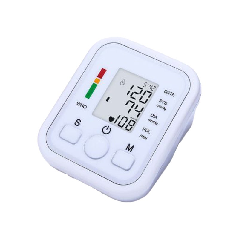 Blood Pressure Monitor: White Portable Upper Arm Device - Accurate Readings Clear LCD Display Memory Function Intelligent Voice Prompt Dual Power for Home Health Monitoring Heart Rate Tracking - Image 1