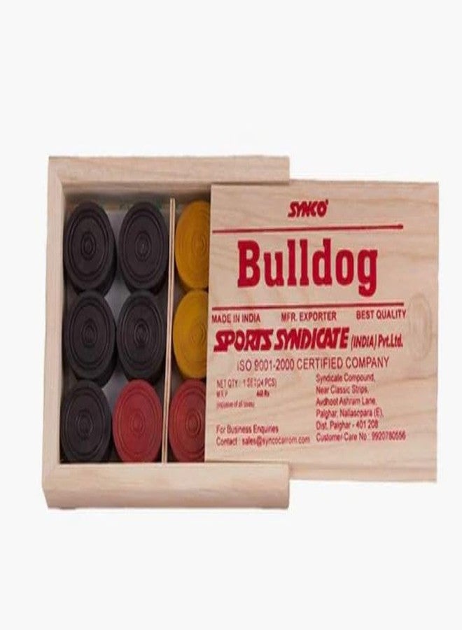 سينكو مجموعة لعبة كاروم خشبية احترافية من سينكو | 24 قطعة كاروم في علبة خاصة (بولدوغ) - Image 1