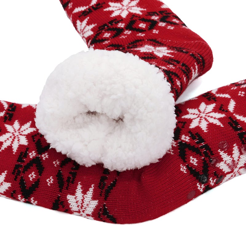 Zando Women's Winter Cozy Animal Fuzzy Slipper Socks with Grippers - Super Soft Warm Fleece Lined Non Slip Comfy Fluffy Sleeping Cabin Socks Slippers - Christmas Hat Moose - Image 5