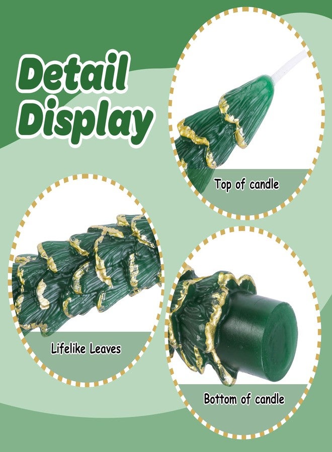 Shupakul 5 Pcs Christmas Tree Shaped Candles,10 Inch Unscented Christmas Tree Taper Candles with Gold Edged,Green Tree Taper Decorative Candles for Xmas Home Party Table Centerpiece - Image 3