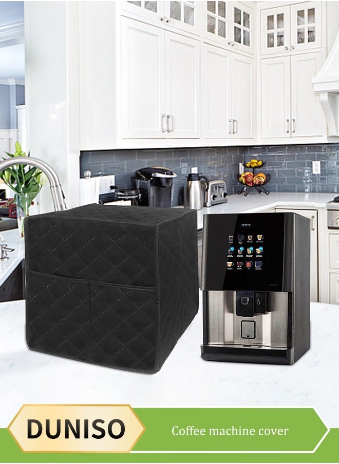 DUNISO Coffee machine dust cover, household dust cover, waterproof coffee machine cover, with storage bag, suitable for small kitchen appliances, 34 * 33 * 36cm, black  - Image 1